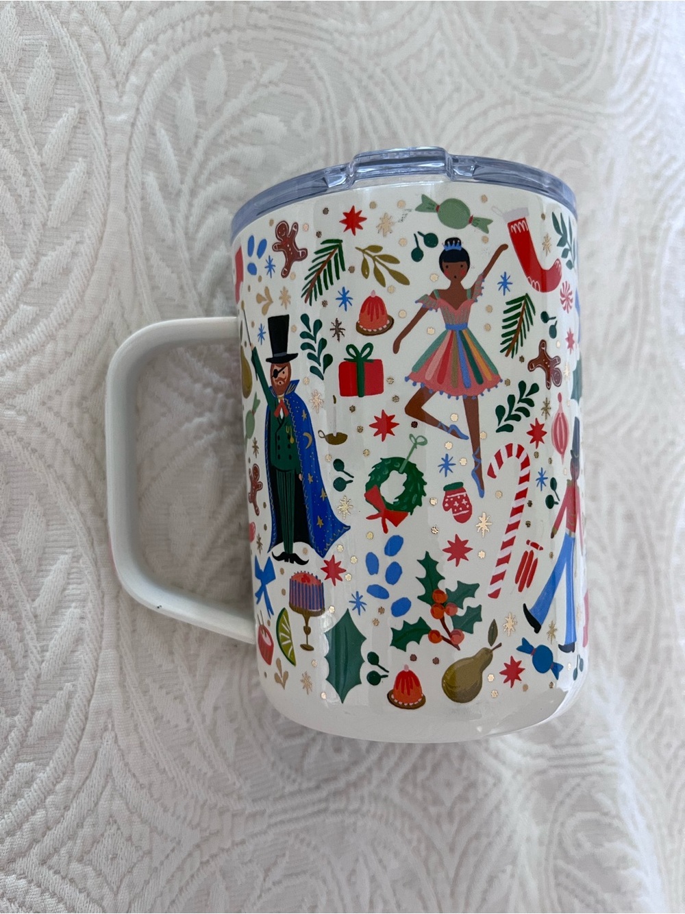 NWT Rifle Paper Co Corkcicle 16oz Nutcracker Ballet Xmas Travel Mug 5” Insulated - Picture 6 of 8